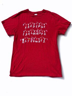 Stranger Things-inspired Alphabet Letters Red T-shirt Size Medium